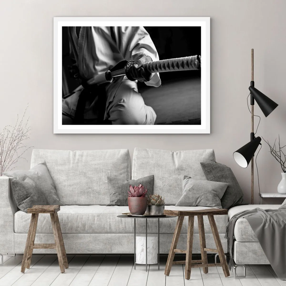 Póster en marco blanco - Alma de guerrero - 100x70 cm