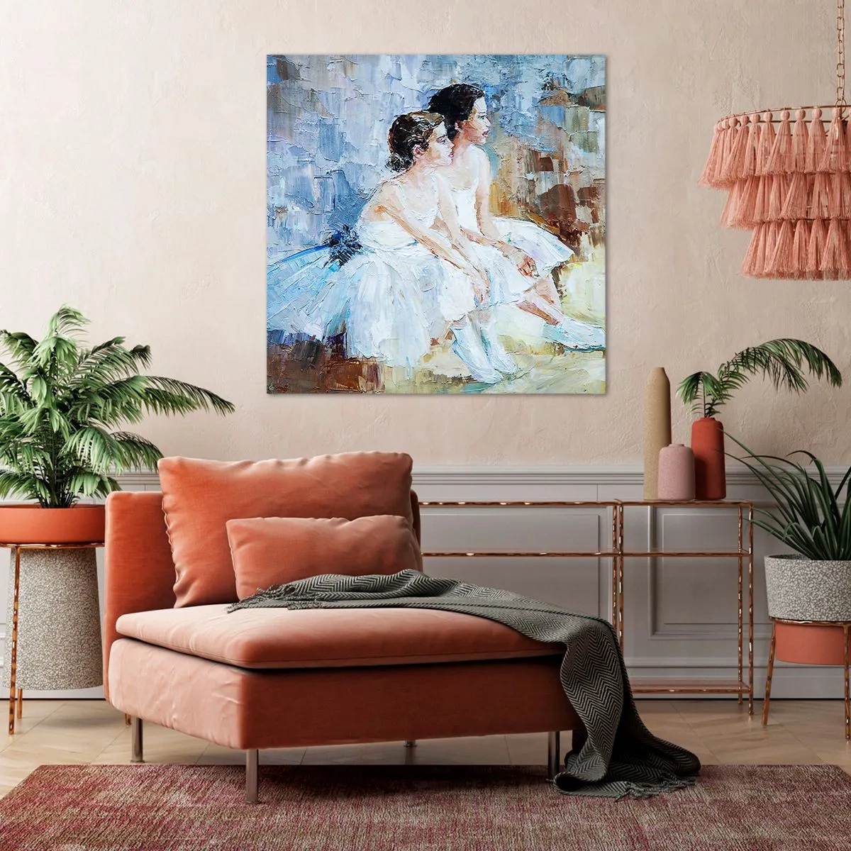 Cuadro sobre lienzo - Impresión de Imagen - Cisnes jóvenes descansando - 50x50 cm