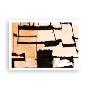 Póster - Patrones geométricos en tonos marrones y beige. - 100x70cm - Aun así hay orden - Decoración de pared moderna para salón y dormitorio ARTTOR