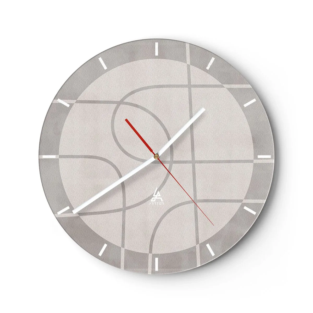 Reloj de pared - Reloj de vidrio - Gráficos con círculos y líneas rectas en tonos de gris. - 30x30cm - Circular y rectilíneo - Decoración de pared moderna para salón, cocina y dormitorio ARTTOR