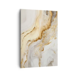 Cuadro sobre lienzo - Impresión de Imagen - Patrones abstractos de oro y mármol sobre un fondo claro. - 50x70cm - Abstracción: belleza y bondad - Decoración de pared moderna para salón y dormitorio ARTTOR