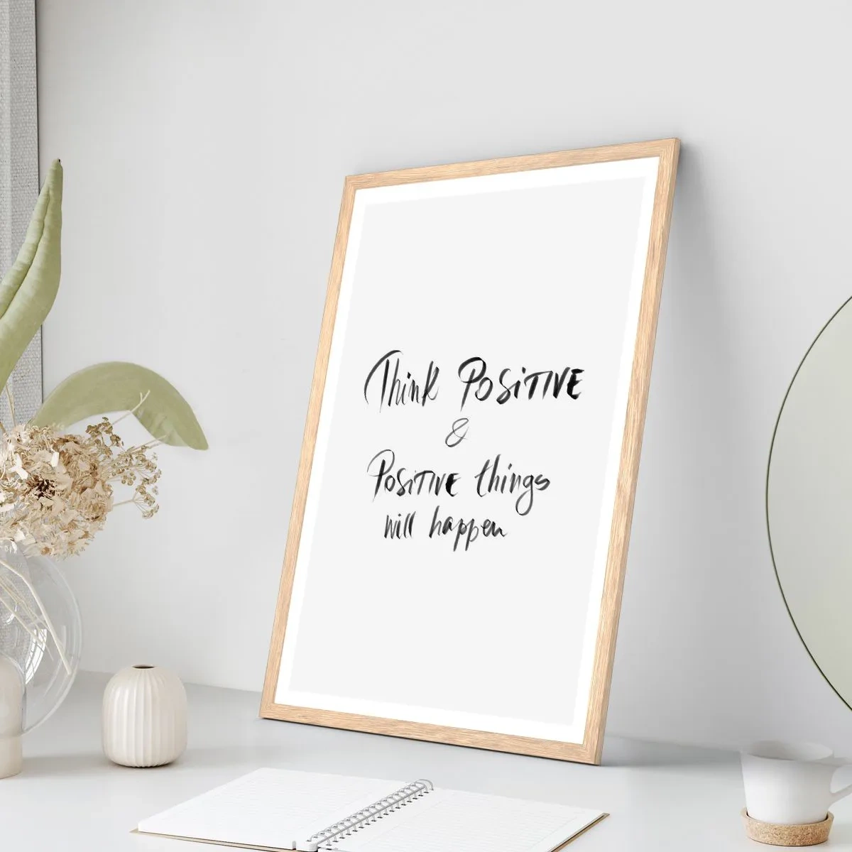 Póster en marco roble claro - ¿Cómo vivir? - 61x91 cm