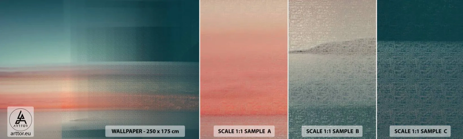 Muestra De Fotomural Standard Eco - Abstracción: ondas de luz - Agua, Cielo, Minimalismo - 100x30 cm