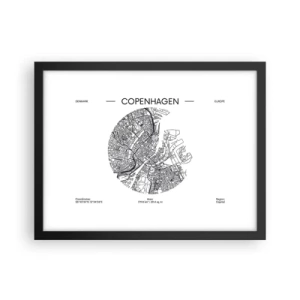 Póster en marco negro - Anatomía de Copenhague - 40x30 cm