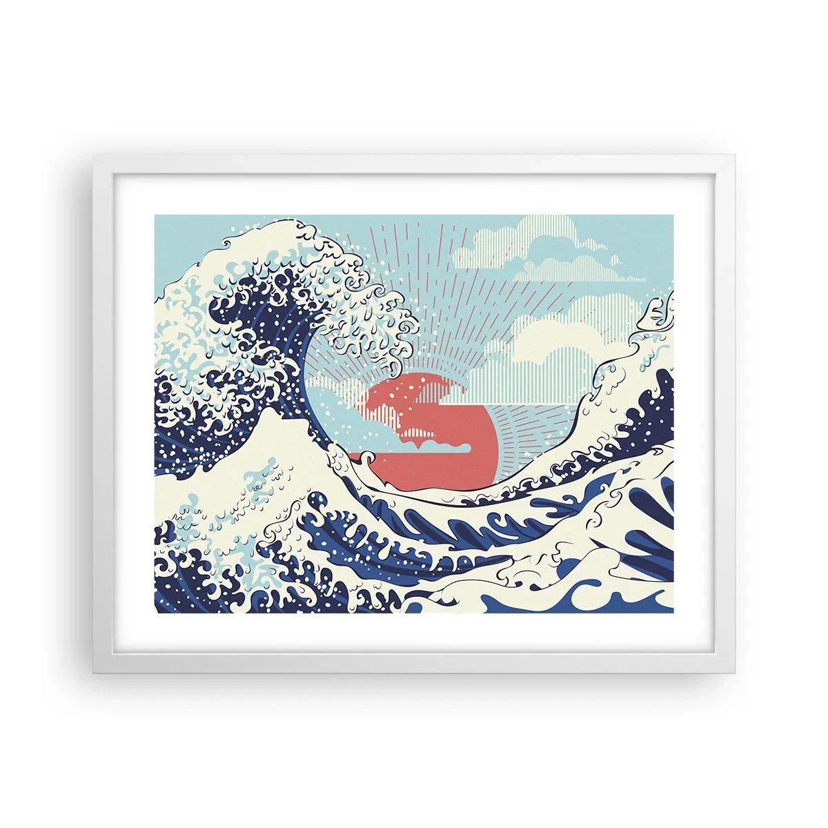 Póster en marco blanco - De inspiración japonesa - 50x40 cm