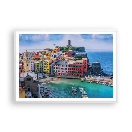 Póster en marco blanco - Pueblo mágico del Mediterráneo - 100x70 cm