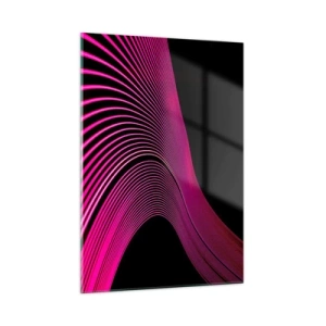 Cuadro sobre vidrio - Impresiones sobre Vidrio - Líneas de luz rosadas sobre un fondo negro - 50x70cm - Avenida de luz - Decoración de pared moderna para salón y dormitorio ARTTOR