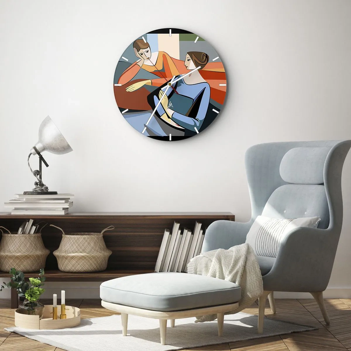 Reloj de pared - Reloj de vidrio - Un momento de confidencias - 40x40 cm
