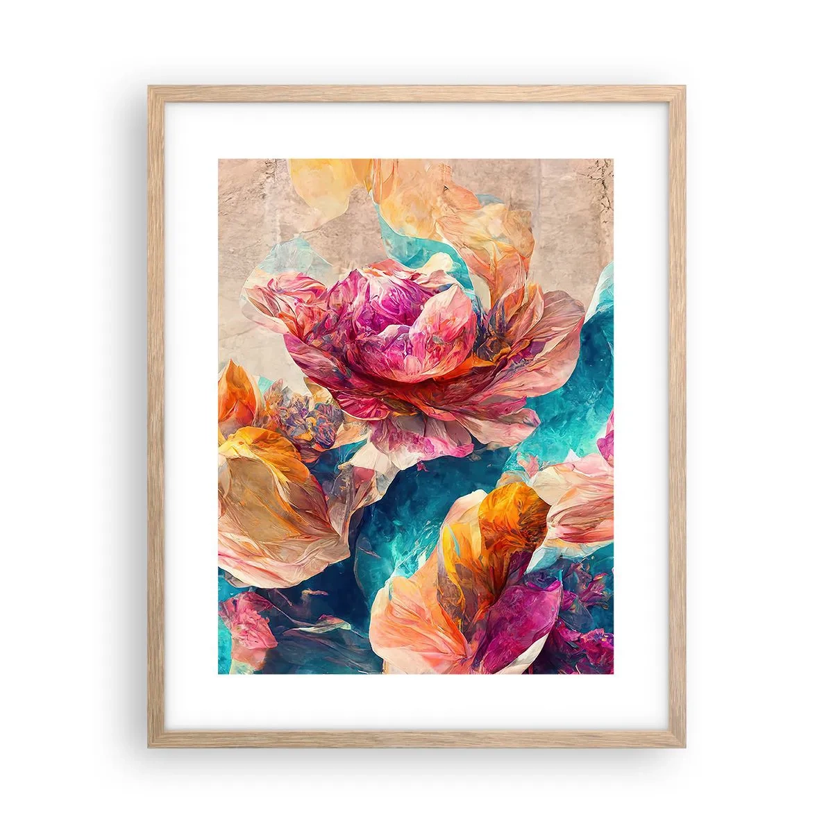 Póster en marco roble claro - El colorido esplendor de un ramo - 40x50 cm