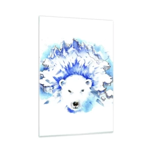 Cuadro sobre vidrio - Impresiones sobre Vidrio - Pintura artística de acuarela de un oso polar con un motivo helado. - 80x120cm - El rey del Ártico con una corona de hielo - Decoración de pared moderna para salón y dormitorio ARTTOR