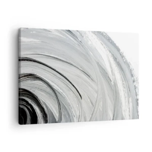Cuadro sobre lienzo - Impresión de Imagen - Un remolino monocromático en tonos de gris y negro. - 70x50cm - Composición orbital - Decoración de pared moderna para salón y dormitorio ARTTOR