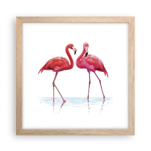 Póster en marco roble claro - Cita rosada - 30x30 cm