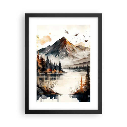 Póster en marco negro - Otoño dorado en las montañas - 30x40 cm