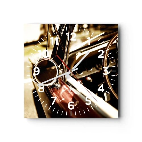 Reloj de pared - Reloj de vidrio - Un coche con alma - 30x30 cm