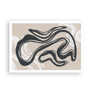 Póster - Líneas abstractas en tonos oscuros sobre un fondo beige. - 100x70cm - Expresión multiplicada - Decoración de pared moderna para salón y dormitorio ARTTOR