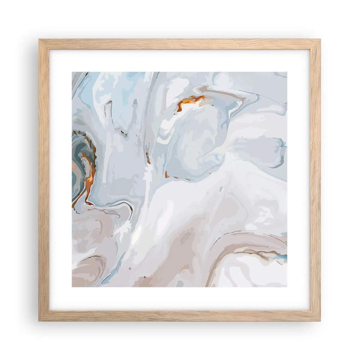 Póster en marco roble claro - Blanco fusión - 40x40 cm