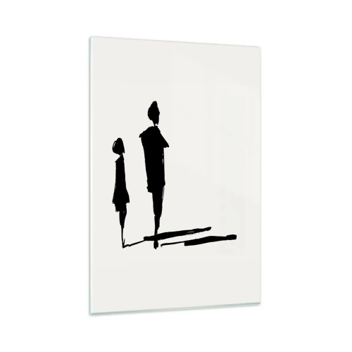Cuadro sobre vidrio - Impresiones sobre Vidrio - Siluetas de dos personas en negro sobre un fondo claro - 80x120cm - ¿Seguro que juntos? - Decoración de pared moderna para salón y dormitorio ARTTOR