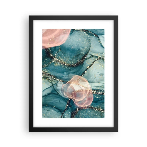 Póster en marco negro - Seda azul, tul rosa - 30x40 cm