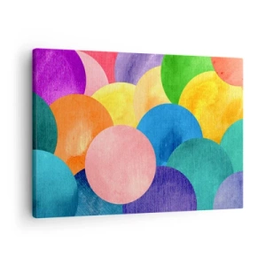 Cuadro sobre lienzo - Impresión de Imagen - Círculos coloridos en estilo acuarela - 70x50cm - La plenitud original de la vida - Decoración de pared moderna para salón y dormitorio ARTTOR