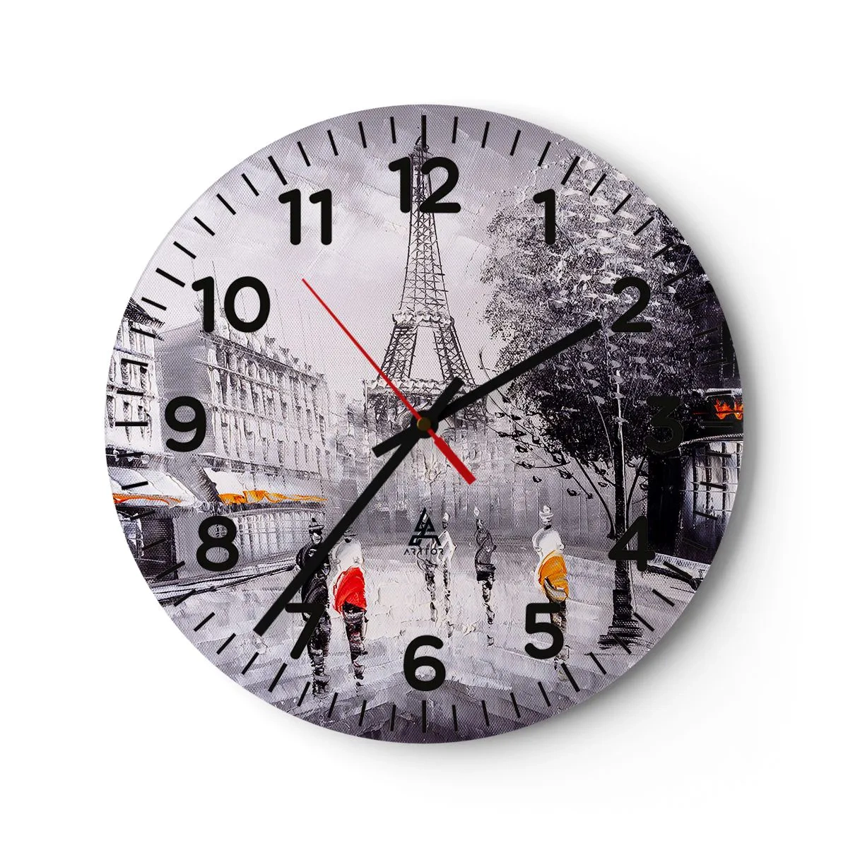 Reloj de pared - Reloj de vidrio - Un paseo parisino - 30x30 cm