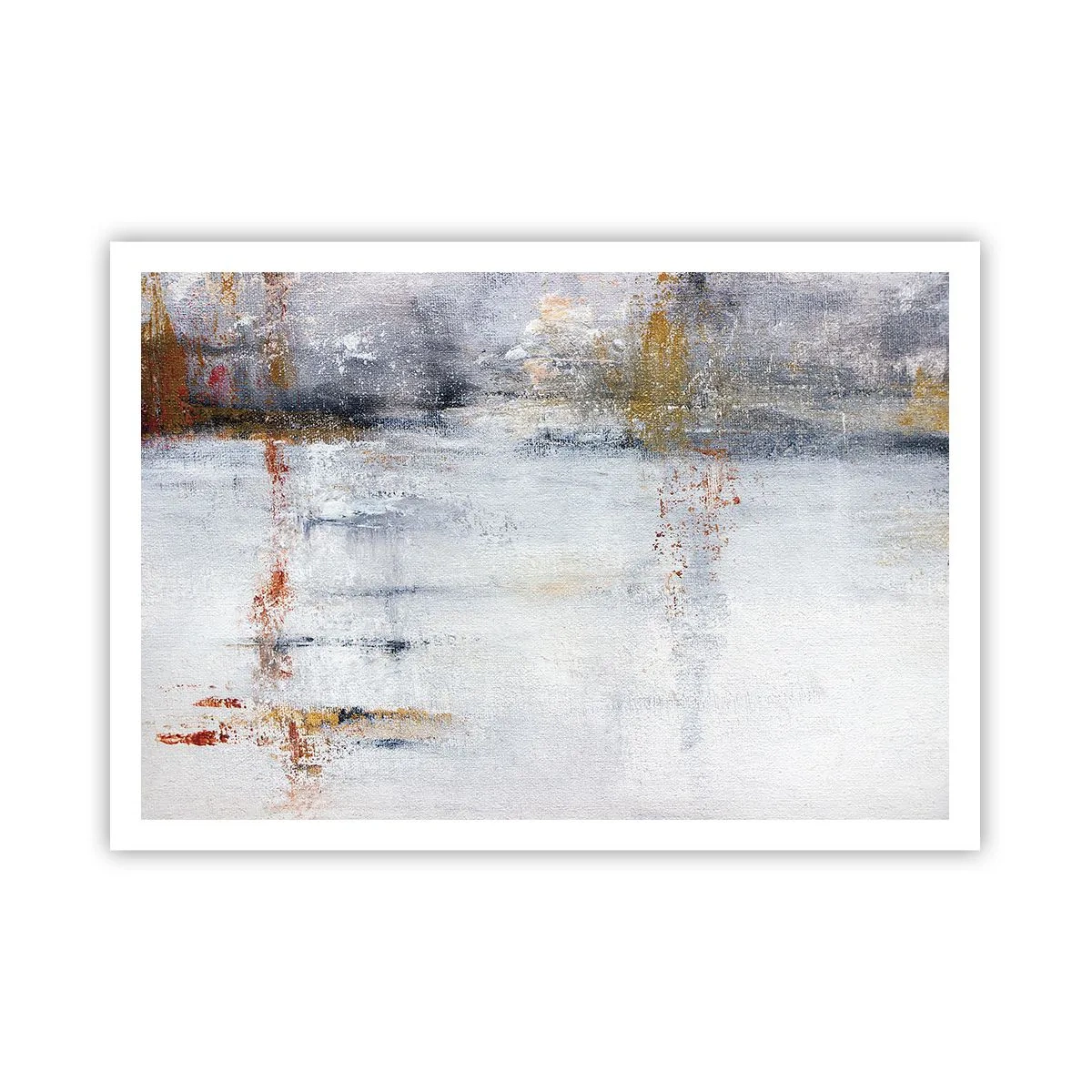 Póster - Un paisaje abstracto con acentos borrosos de gris y dorado. - 100x70cm - Tras una cortina de aire - Decoración de pared moderna para salón y dormitorio ARTTOR