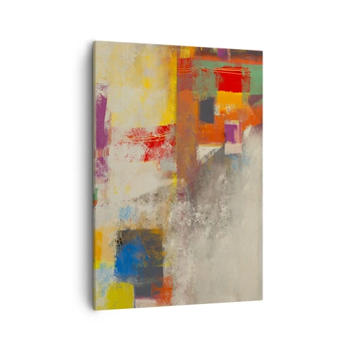Cuadro sobre lienzo - Impresión de Imagen - Abstracción colorida con formas geométricas. - 50x70cm - Geometría de color - Decoración de pared moderna para salón y dormitorio ARTTOR