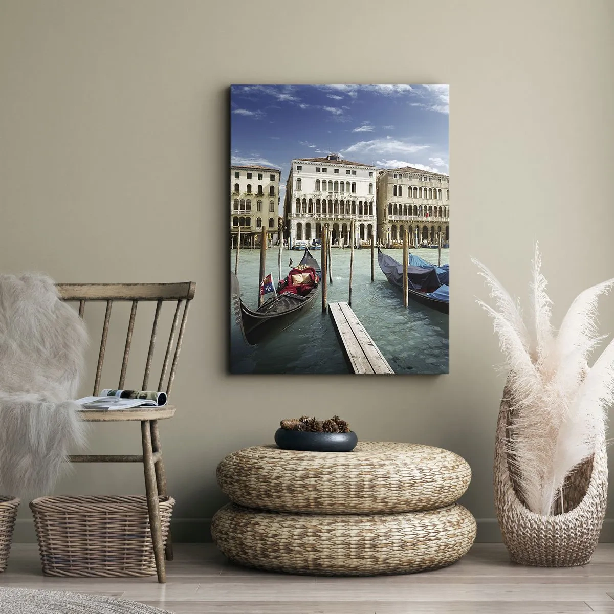 Cuadro sobre lienzo - Impresión de Imagen - Palacios en azul - 55x100 cm
