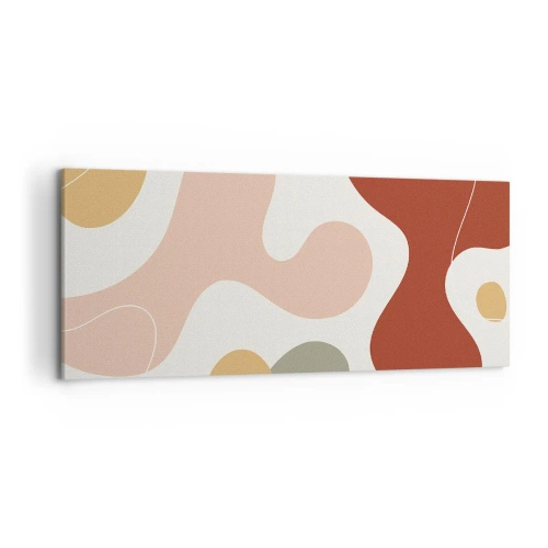 Cuadro sobre lienzo - Impresión de Imagen - Una composición abstracta en tonos pastel con formas dinámicas. - 120x50cm - La esencia de la pintura - Decoración de pared moderna para salón y dormitorio ARTTOR