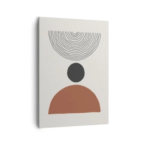 Cuadro sobre lienzo - Impresión de Imagen - Figuras geométricas abstractas en colores cálidos. - 50x70cm - En el centro de la atención - Decoración de pared moderna para salón y dormitorio ARTTOR