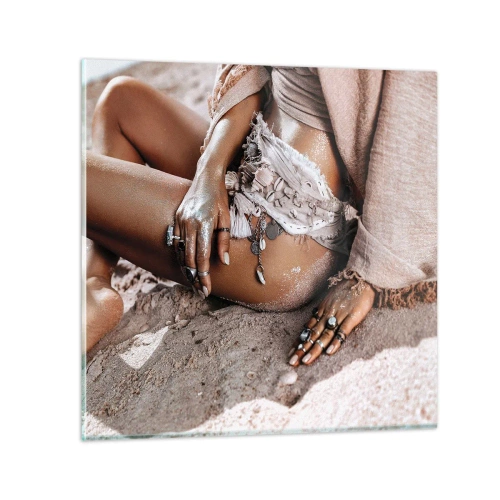 Cuadro sobre vidrio - Impresiones sobre Vidrio - Bañada por el sol y la arena - 40x40 cm