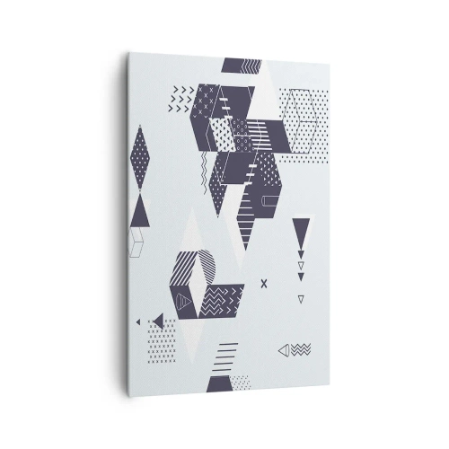 Cuadro sobre lienzo - Impresión de Imagen - Gráficos geométricos modernos en tonos blanco y azul marino. - 80x120cm - Las matemáticas en el alma - Decoración de pared moderna para salón y dormitorio ARTTOR