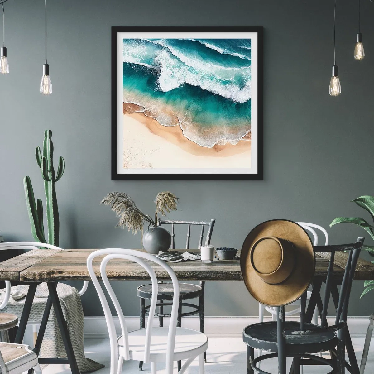 Póster en marco negro - Un encuentro eterno - 60x60 cm