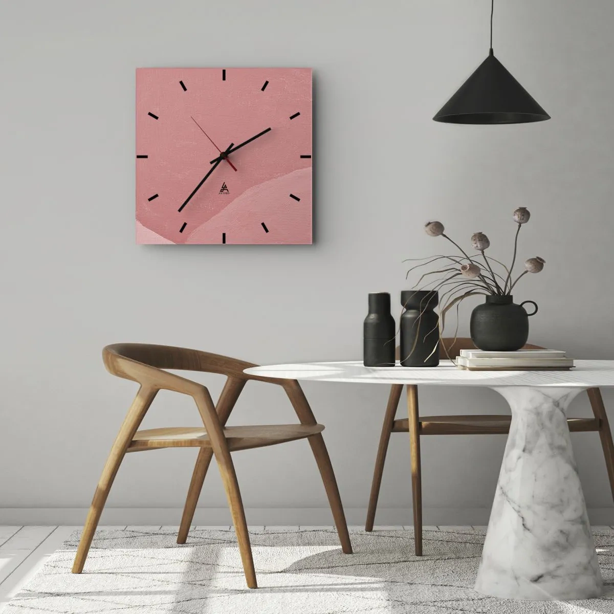 Reloj de pared - Reloj de vidrio - Composición orgánica en rosa - 30x30 cm
