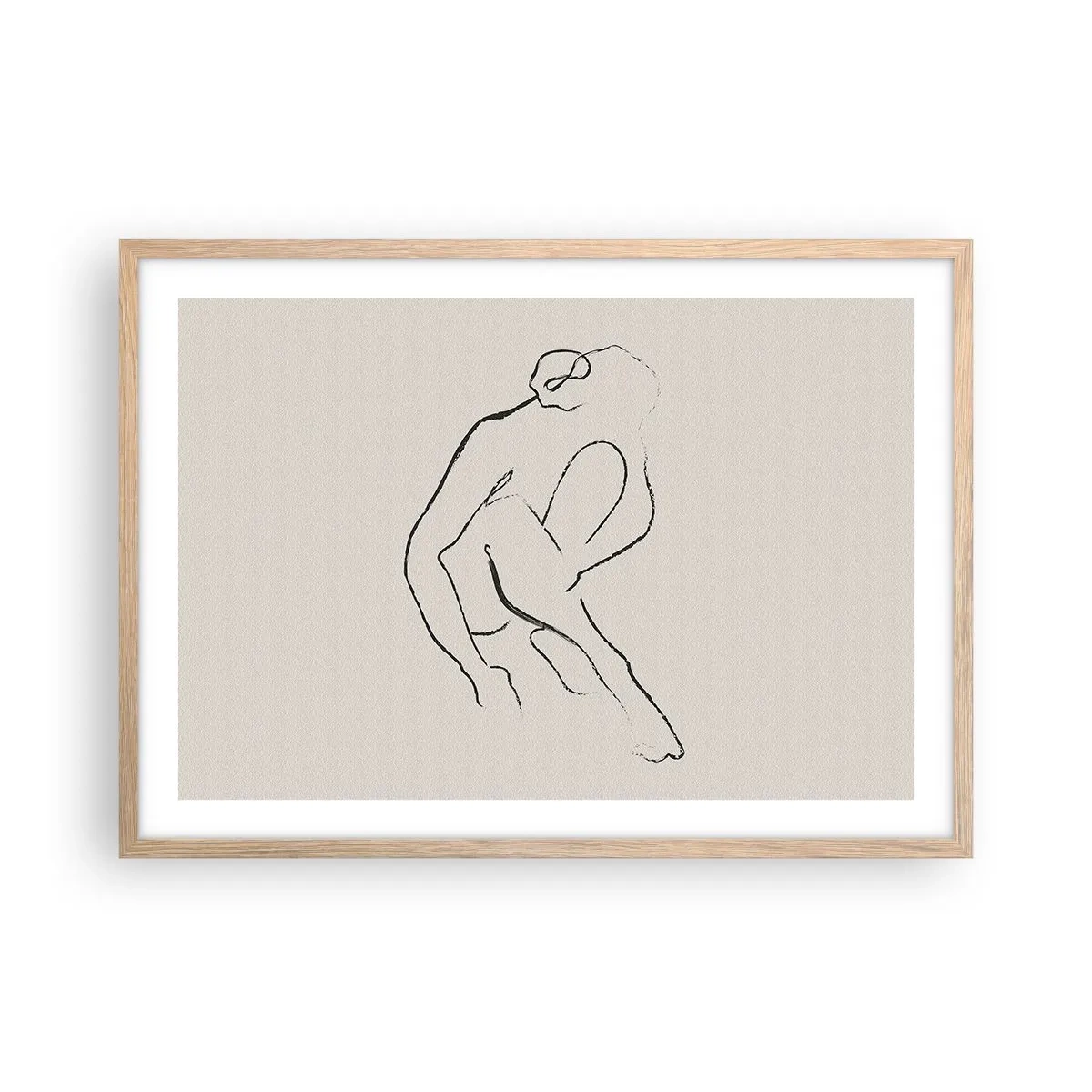 Póster en marco roble claro - Boceto íntimo - 70x50 cm
