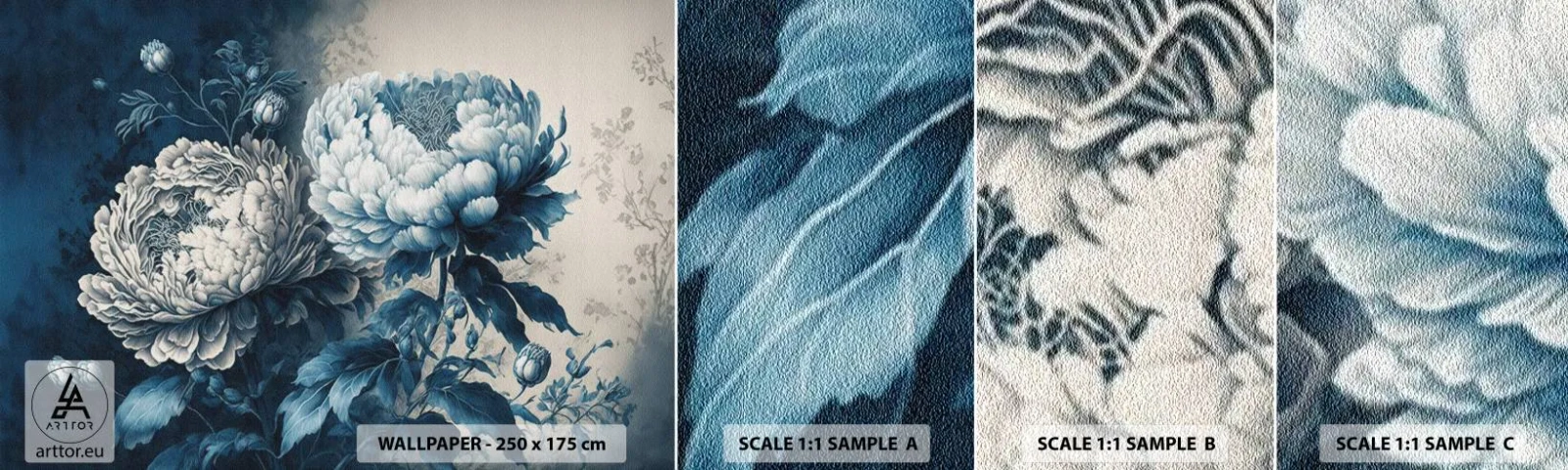 Muestra De Fotomural Standard Eco - Una pareja unida - flores, Clásico, Rococó - 100x30 cm