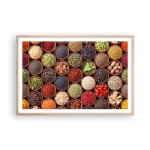 Póster en marco roble claro - Todos los sabores del mundo - 91x61 cm