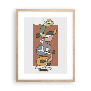 Póster en marco roble claro - Abstracción: una maraña de colores - 40x50 cm