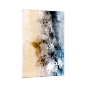 Cuadro sobre vidrio - Impresiones sobre Vidrio - Paisaje abstracto con niebla y colores sutiles. - 80x120cm - Hundido en una nube de niebla - Decoración de pared moderna para salón y dormitorio ARTTOR