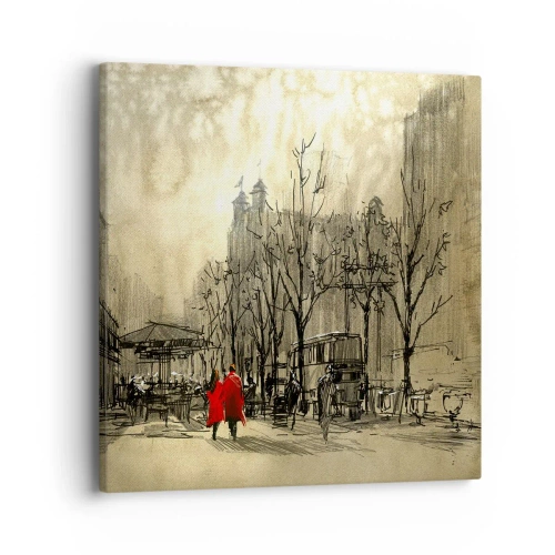 Cuadro sobre lienzo - Impresión de Imagen - Cita en la niebla de Londres - 40x40 cm