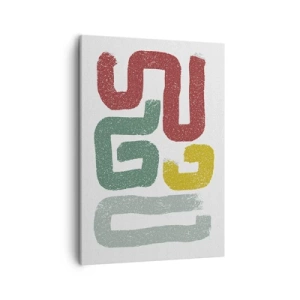 Cuadro sobre lienzo - Impresión de Imagen - Patrones geométricos coloridos en un estilo abstracto. - 50x70cm - En un idioma desconocido - Decoración de pared moderna para salón y dormitorio ARTTOR