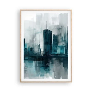 Póster en marco roble claro - Ciudad color lluvia - 70x100 cm