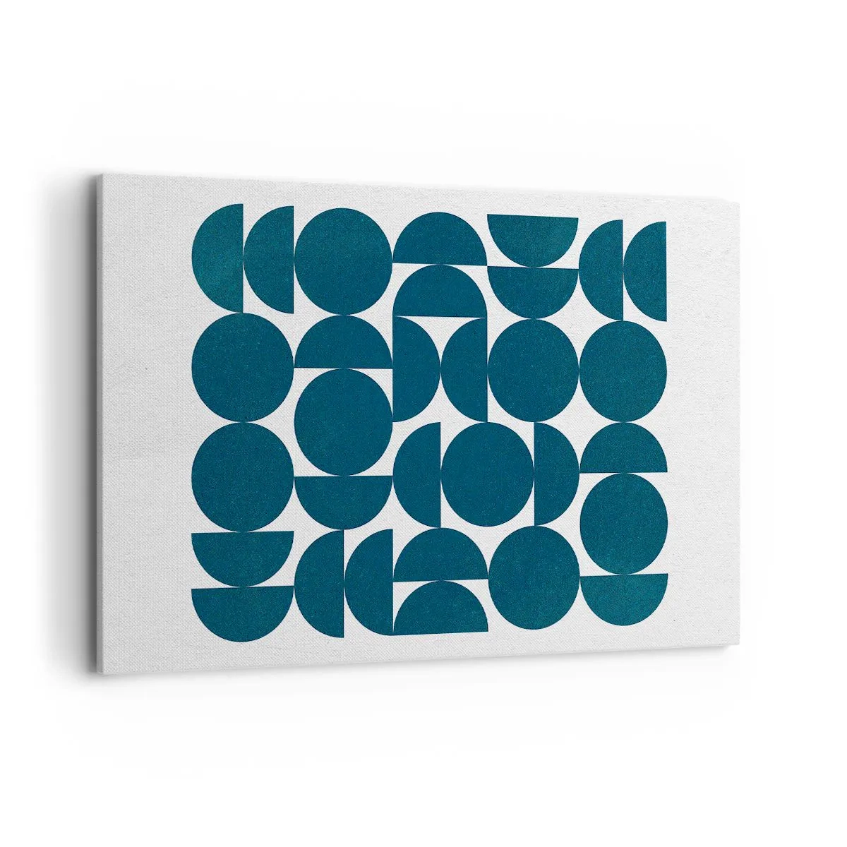 Cuadro sobre lienzo - Impresión de Imagen - Formas geométricas en tonos azul marino sobre fondo blanco. - 120x80cm - Círculos y semicírculos - Decoración de pared moderna para salón y dormitorio ARTTOR