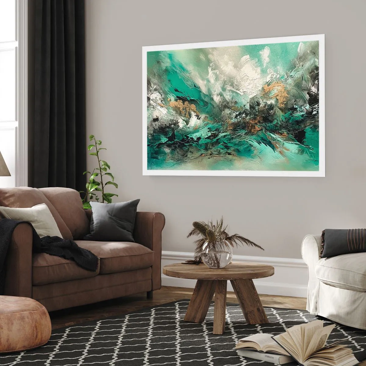 Póster - Hervor negro esmeralda - 70x50 cm