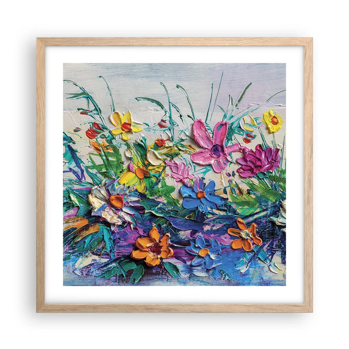 Póster en marco roble claro - La energía de las flores - 50x50 cm