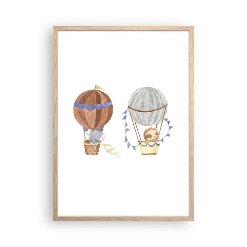 Póster en marco roble claro - Amigos de viaje - 50x70 cm