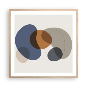 Póster en marco roble claro - Gotas de color - 60x60 cm