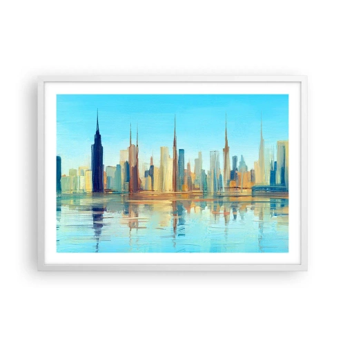 Póster en marco blanco - Metrópolis soleada - 70x50 cm