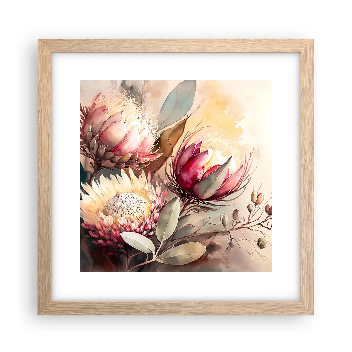 Póster en marco roble claro - De perfil y de frente - 30x30 cm