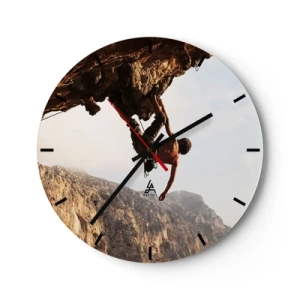 Reloj de pared - Reloj de vidrio - Escalada en un acantilado con vistas a las montañas. - 30x30cm - Un mundo en la roca - Decoración de pared moderna para salón, cocina y dormitorio ARTTOR