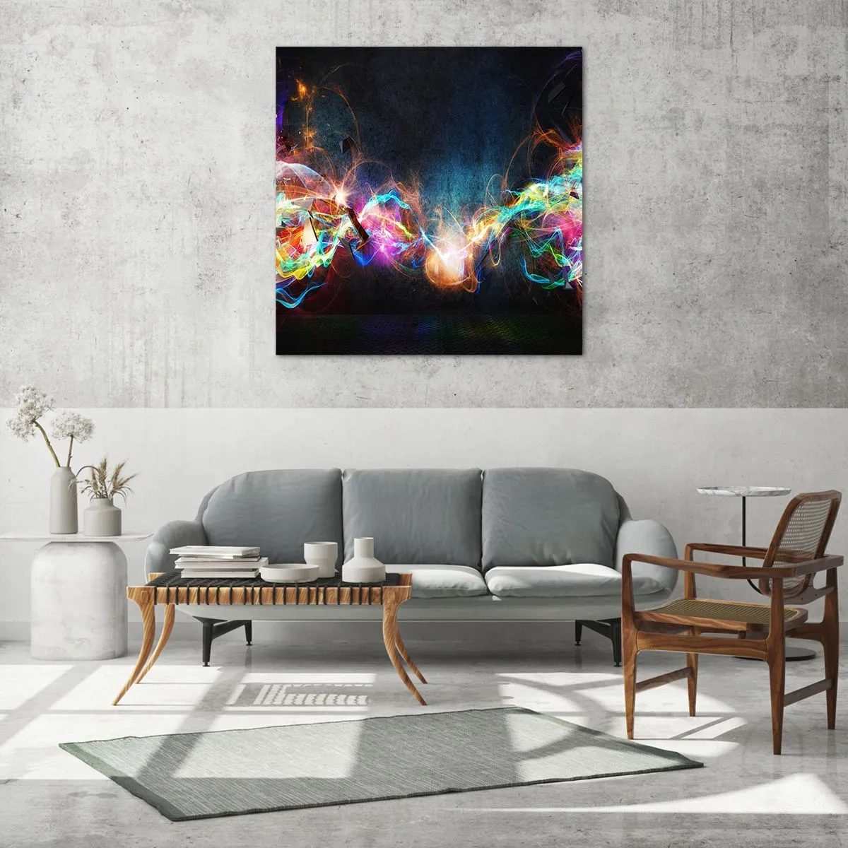 Cuadro sobre vidrio - Impresiones sobre Vidrio - Alegremente contra la oscuridad - 70x70 cm